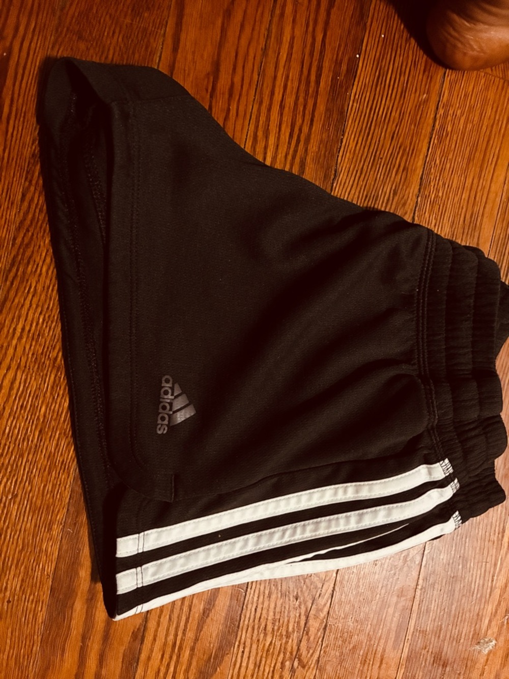 adidas Black Athletic Shorts with White Side Stripes